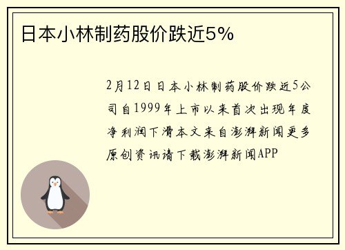 日本小林制药股价跌近5%