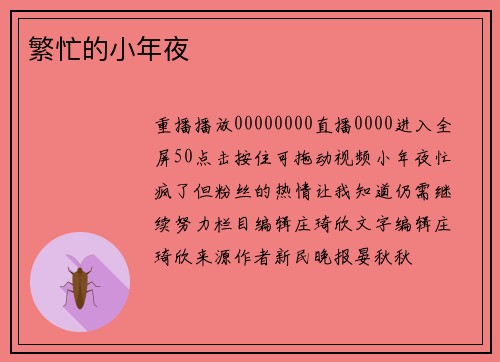 繁忙的小年夜