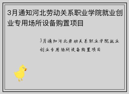 3月通知河北劳动关系职业学院就业创业专用场所设备购置项目