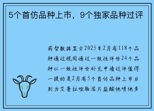 5个首仿品种上市，9个独家品种过评