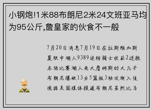 小钢炮!1米88布朗尼2米24文班亚马均为95公斤,詹皇家的伙食不一般